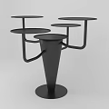 Black Modern Shelving Unit With Multiple Circular Shelves And Conical Base