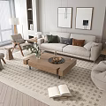 Nordic Sofa Coffee Table Combination 3d model
