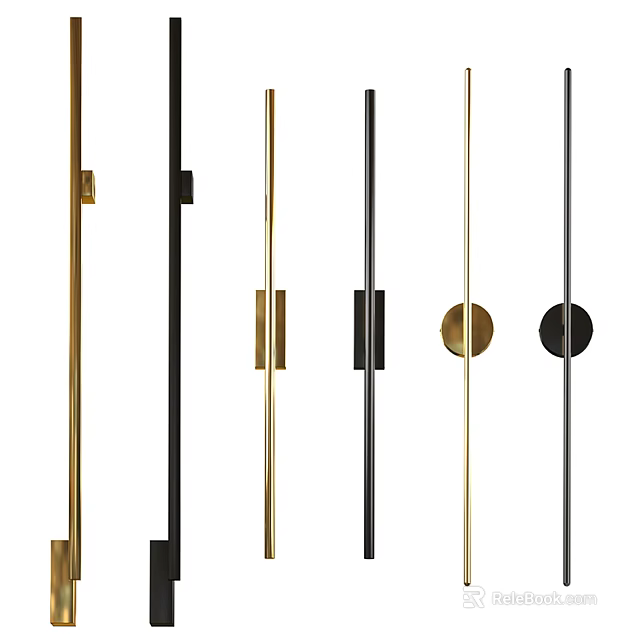 Sleek Modern Wall Lamps With Linear Design In Gold And Black For Home Interior 3d model 