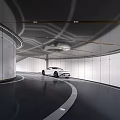 Modern Parking Garage Interior With White Walls And Gray Flooring 3d model