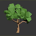 Green Low Poly Style Tree With Orange Trunk And Polygonal Leaves On Dark Background 3d model
