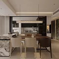 Modern Open Dining Living Room Interior Design With Marble Table Pendant Lights And Large Windows