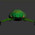3D Rendered Green Beetle with Yellow Accents Shiny Body Long Antennae and Black Eyes