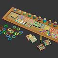 Wooden Educational Toy Tray With Numbers Colorful Rings And Building Blocks