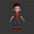 3D Animated Boy Character Wearing Red Shirt Blue Pants And Red Shoes