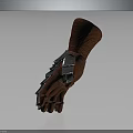 Brown Leather Decorative Glove With Silver Metal Plates Unique Design