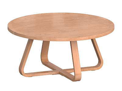 Round Wooden Coffee Table With Unique Geometric Legs And Minimalist Style 3d model