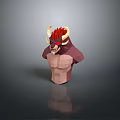 Stylized Low Poly Game Character with Muscular Build Red Hair Horns and Red Goggles