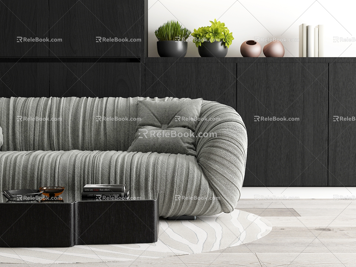 Modern Premium Grey Multiplayer Sofa 3d model