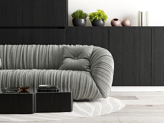 Modern Premium Grey Multiplayer Sofa 3d model