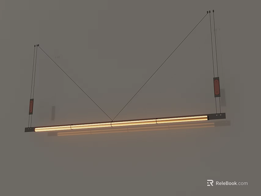 Modern Linear Suspended Chandelier With Hanging Structure And Illuminated Strip Design 3d model 