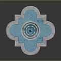 Multi Tiered Marble Fountain With Blue Water And Decorative Round Base Design