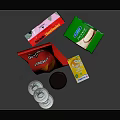 Beverages Display With Nescafé Canned Coffee Boxed Orange Juice And Snacks