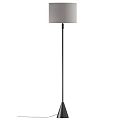 Modern Floor Lamp With Beige Fabric Shade Black Metal Pole And Stable Base