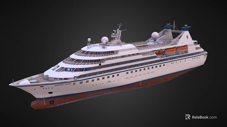 Luxury White Cruise Ship Featuring Multiple Decks Satellite Dishes And Lifeboats 3d model 