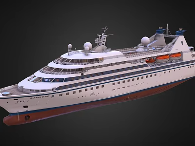 Luxury White Cruise Ship Featuring Multiple Decks Satellite Dishes And Lifeboats 3d model