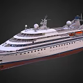 Luxury White Cruise Ship Featuring Multiple Decks Satellite Dishes And Lifeboats