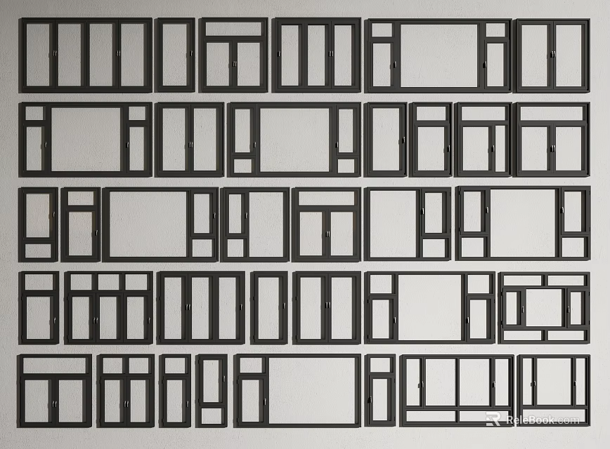 Different Shapes Of Black Frame Geometric Designs Arranged In Patterned Layout 3d model