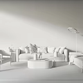Elegant Modern Sofa and Coffee Table Set With Floor Lamp Throw Pillows and Gray Wall 3d model