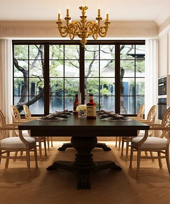 French Dining Table and Chair French Luxury Dining Table and Chair 3d model