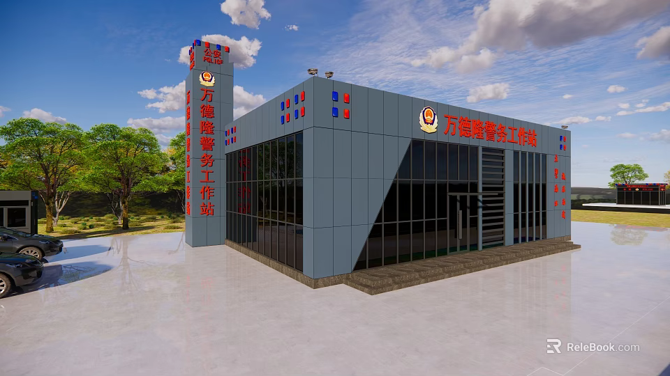 Wanrui Service Workstation Modern Exterior Design With Glass Curtain Wall Structure 3d model 