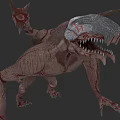 Game Movie Monster Character With Shark Like Head Sharp Teeth And Reddish Brown Body