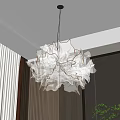 Elegant Modern White Petal Shaped Chandelier In Interior Space With Wooden Accents And Natural Light