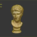 Detailed White Classical Marble Bust Sculpture With Curly Hair And Base