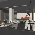 Modern Sales Office Interior With Spacious Lounge Sofas Tables Greenery And Pendant Lights