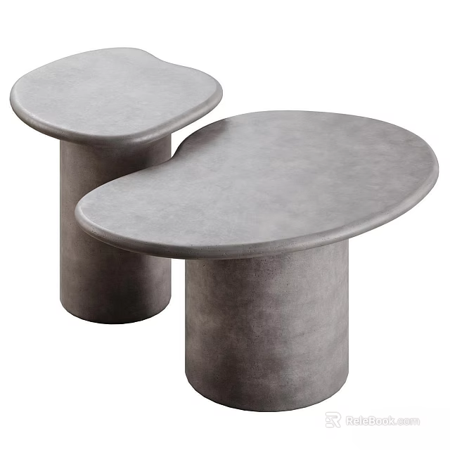 Modern Gray Coffee Tables With Irregular Shapes And Cylindrical Bases 3d model