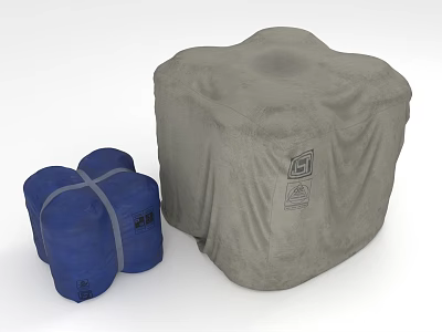 Gray Unfolded Blue Folded Bean Bag Chair Set For Home Living Room 3d model
