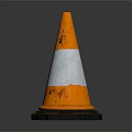 Worn Construction Building Site Traffic Cone With Orange Body Silver Reflective Stripes And Black Base