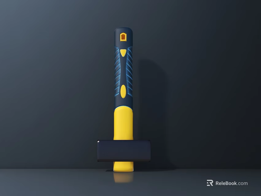 Ergonomic Blue And Yellow Handle Claw Hammer With Non Slip Grip And Metal Head 3d model 