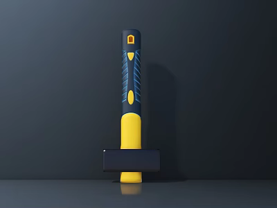 Ergonomic Blue And Yellow Handle Claw Hammer With Non Slip Grip And Metal Head 3d model