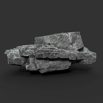 Natural Gray Rock Formation with Rough Textured Surface and Stacked Structure in Outdoor Scene 3d model