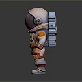 Cartoon Style 3D Game Movie Character Astronaut Spacesuit Helmet Backpack Reflective Gray Orange