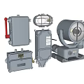 Various Industrial Electrical Control Devices With Metal Enclosures And Components