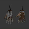 Detailed Leather Combat Gloves With Metal Claws Straps Plates And Fantasy Design