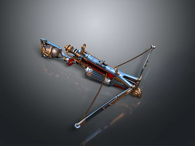 Detailed Ornate Medieval Crossbow With Intricate Mechanical Structure And Metallic Finish 3d model