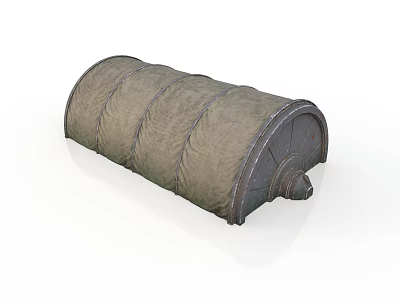 Medieval Canvas Tent Structure With Arched Frame And Durable Fabric Cover 3d model