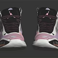 Stylish High Top Athletic Shoes Featuring Pink White Colorway Black Laces And Modern Design Details
