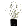 Elegant Black Square Vase With White Small Flowers And Branches Decoration