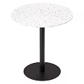 Modern Round Coffee Table With White Speckled Top Black Column And Circular Base 3d model