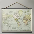 Vintage Detailed World Map Wall Hanging with Classic Geographic Design