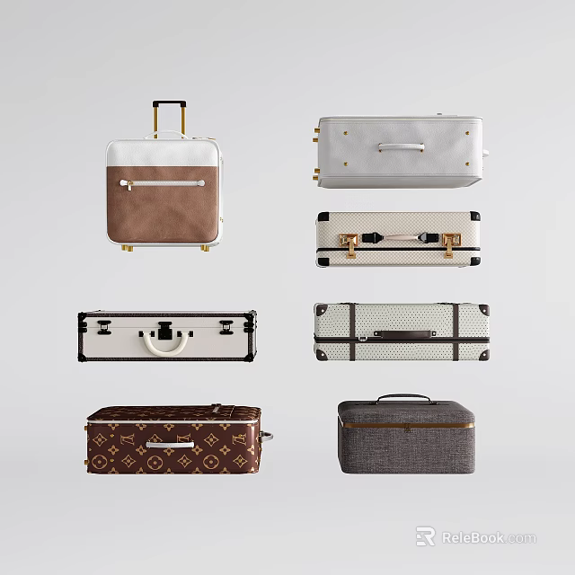 Stylish Luggage Collection Featuring Various Designs And Neutral Tones For Travel 3d model 
