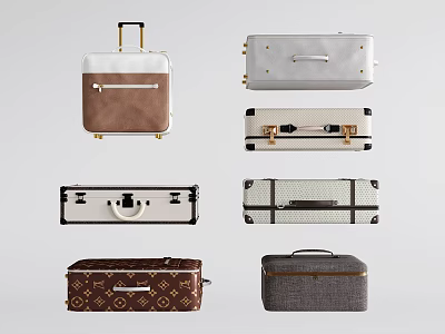Stylish Luggage Collection Featuring Various Designs And Neutral Tones For Travel 3d model