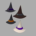 Stylish Witch Hats In Various Colors With Colored Buckled Belts