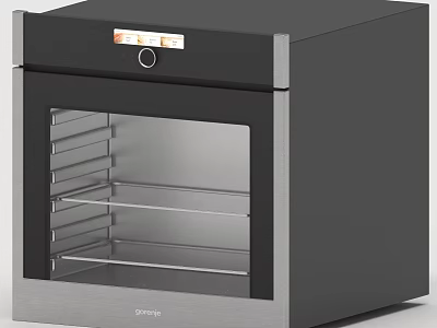 Sharp Modern Kitchen Oven With Stainless Steel Body Transparent Glass Door And Interior Racks 3d model