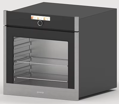 Sharp Modern Kitchen Oven With Stainless Steel Body Transparent Glass Door And Interior Racks 3d model