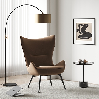 Minotti Leisure Chair Single Chair Fabric Chair Floor Lamp Side 3d model